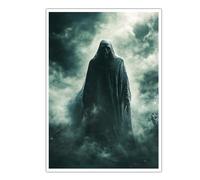 TOANGWALL Inquietante Ammantata Uomo Misterioso Tela di Arte Della Parete Immagine Opera D'arte Stampe Gotico Estetica Poster Pittura Per Soggiorno Decoro Murale 50x75cm Senza Cornice