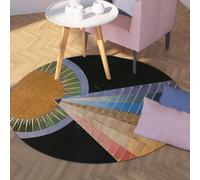 TOANGWALL Pala d'altare rotonda con geometria astratta colorata, 180 cm n. 1 stampa tappeto lavabile antiscivolo per soggiorno camera da letto portico dormitorio decor tappetino
