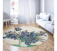 TOANGWALL Tappeti rotondi 120 cm iridi stampa tappeto antiscivolo lavabile tema di pittura famoso in tutto il mondo per aula bambino stanza della scuola materna tappetini decorativi