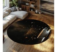 TOANGWALL Tappeti rotondi 3D Splash Coffee 110cm Black Beans Circle Materas resistente alle macchie pelo basso tappeto leggero e lavabile per cucina sala da pranzo