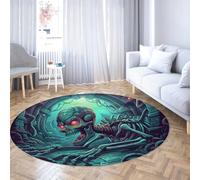 TOANGWALL Tappeti rotondi a tema grotta 60cm Horror Monster Tappeto sottile antiscivolo lavabile per aule Tappetini decorativi per la stanza della scuola materna dei bambini