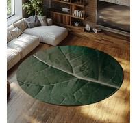 TOANGWALL Tappeti rotondi Modern Nature per la stanza della nursery 140cm Macchina con texture verde di vena fogliosa tappeto circolare antiscivolo lavabile per lavanderia sala da pranzo