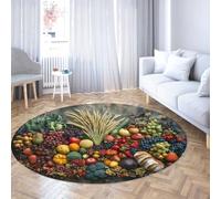 TOANGWALL Tappeti rotondi Rustic Feast Food 60cm Tappeto circolare di pane di grano Resistente alle macchie pelo basso tappeto leggero e lavabile per cucina mensa