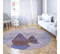TOANGWALL Tappeto rotondo 180cm Pagliai Effetto della neve e del sole Stampa Antiscivolo a pelo corto Pieghevole Antispargimento Tappeto circolare per camera da letto Terrazza Patio