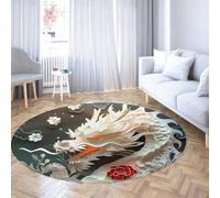TOANGWALL Tappeto rotondo antiscivolo in stile origami 90cm Tappeto circolare a pelo corto lavabile per interni morbido per soggiorno camera da letto Nursery