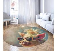 TOANGWALL Tappeto rotondo lavabile in stile moderno 120cm Simpatico tappeto circolare per pavimenti interni a pelo corto antiscivolo a pelo corto per cucina camera da letto soggiorno sala da pranzo