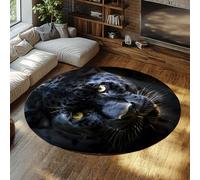 TOANGWALL Tappeto rotondo per animali selvatici 120cm - American Black Leopard Pattern Antiscivolo per nursery interno lavabile e leggero tappeto circolare per appartamento in mudroom