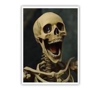 TOANGWALL teschio tela di canapa parete scheletro spettrale foto stampa scuro estetico poster murale unico Halloween gotico Home Decor opera d'arte pittura 50x60cm senza cornice