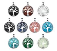 TOAOB 10 pezzi Albero Della Vita Ciondolo Pietre Naturali Charms Ciondoli Portafortuna Colorati Pendenti per Collane Gioielli Bomboniere Fai da te Portachiavi