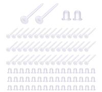 TOAOB - 100 paia di orecchini in plastica da 3 mm, con cuscinetto piatto e perno in gomma trasparente per la sicurezza dei gioielli