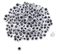 TOAOB 100 Pezzi Occhi Adesivi Rotondo 5mm Plastica Autoadesivi Wiggle Finti Occhietti per Fai da Te Scrapbooking Artigianato Bambole Pupazzi Accessori Bianco Nero