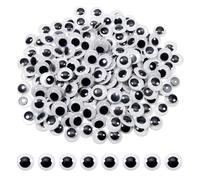 TOAOB 100 Pezzi Occhi Autoadesivio Finti Adesivi 12 mm Nero Bianca Plastica Rotondo Wiggle Occhietti per Scrapbooking Artigianato Bambole Pupazzi Accessori
