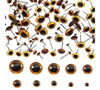 TOAOB 100 Pezzi Occhi di Sicurezza per Amigurumis Marrone Chiaro Occhi Giocattolo in Vetro 3mm a 12 mm per Lavoretti Fai da Te Creazione Bambole Pupazzi Artigianato