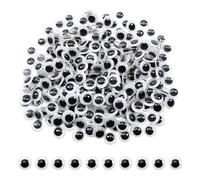 TOAOB 100 Pezzi Occhi Mobili Finti Adesivi 8mm Rotondo Plastica Autoadesivi Wiggle Occhietti per Fai da Te Scrapbooking Artigianato Bambole Pupazzi Accessori Bianco Nero