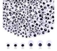TOAOB 1000 Pezzi Occhi Adesivi per Lavoretti 8mm Giocattolo Autoadesivi Wiggle Eyes Occhietti 10mm Occhi Adesivi Ovali per Bambole Pupazzi Scrapbooking Fai da Te
