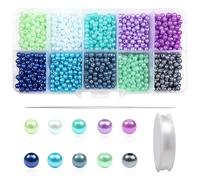 TOAOB 1000pz Perle per Braccialetti 4mm Perla per Bigiotteria Blu Viola | Perle in Acrilico, 10 Colori, Decorative Perline per Bracciali Collane Fai Da Te Bracciali Artigianato Gioielli