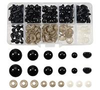 TOAOB 110 Pezzi Occhi di Sicurezza per Amigurumis Neri Occhietti e Nasi in Plastica 6mm a 12mm per Lavoretti Bambole Fai da Te Creazione Pupazzi Craft
