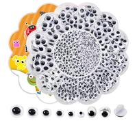 TOAOB 1250 Pezzi Occhi Adesivi per Lavoretti Giocattolo Autoadesivi Wiggle Eyes Occhietti per Bambole Pupazzi Scrapbooking Fai da Te 4mm a 12mm