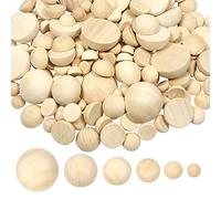 TOAOB 130 Pezzi Mezza Palline in Legno Naturale Mezze Sfere metà Perline Senza Foro Perle per Natalizi Decorazioni e Feste Progetti Fai da Te 12mm 15mm 20mm 25mm 30mm 35mm
