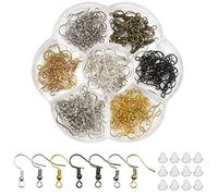 TOAOB 140 Pezzi Ganci Orecchini Anallergici Placcato Argento 925 Colorati 18mm Monachelle e 200 Pezzi Siliconi Chiusure Ferma Orecchio per Creazione Gioielli Fai da Te Oro Nero Bronzo Antico