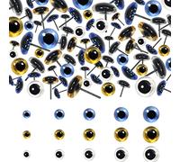 TOAOB 150 Pezzi Occhi Sicurezza Colorate Vetro 6 a 12 mm per Fai da Te Creazione Bambole Pupazzi Artigianato Marrone Blu Trasparente