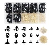TOAOB 152 Pezzi Occhi di Sicurezza per Amigurumis 5 Taglie 8mm a 16mm Ovale Plastica Neri Occhietti con Tondo Rondelle per Creazione Bambole Fai da Te Lavoretti Pupazzi Uncinetto Artigianato