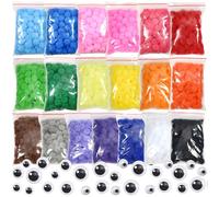 TOAOB 1900 Pezzi Pompon Colorati per Artigianato Piccoli Pompom 15 mm Ponpon e 100 Occhi Adesivi per Decorazione Festiva Fai da Te Crafts Cucito 19 Colori