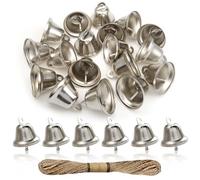 TOAOB 20 Pezzi Campanella 38 mm Argento Campanelle Sonagli Campanaccio con Corda per Decorazione Fattoria di Animali