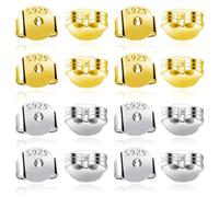 TOAOB 20 Pezzi Chiusure per Orecchini Argento 925 Farfalline Ferma Orecchio Sicurezza Backs Support 5 x 5.5 mm per Gioielli Pesanti Oro e Argento Tono