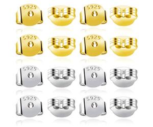 TOAOB 20 Pezzi Chiusure per Orecchini Argento 925 Farfalline Ferma Orecchio Sicurezza Backs Support 5 x 5.5 mm per Gioielli Pesanti Oro e Argento Tono