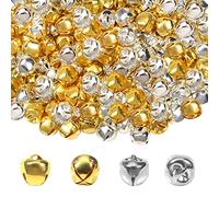 TOAOB 200 Pezzi Campanellini Sonagli Colorati Metallo 10mm Argento e Oro Tono Rotondo Animali Campanelline Decorativi Natale Fai da Te Jingle Bells Nozze Campane Decorazione di Festa