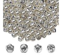 TOAOB 200 Pezzi Campanellini Sonagli Metallo Piccoli 10mm Argento Tono Rotondo Animali Campanelline Decorativi Natale Fai da Te Jingle Bells Nozze Campane Decorazione di Festa