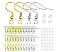 TOAOB 200 Pezzi Ganci per Orecchini Anallergici Argento 925 Monachelle 18mm e Siliconi Chiusure Ferma Orecchio per Fai da Te Accessori Argento e Oro Tono