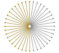 Toaob, 200 spilli con testa a sfera, per la creazione di gioielli, in acciaio inox, 40 mm, color oro e argento, per fai da te, perline, artigianato, orecchini, bracciali, collane e gioielli