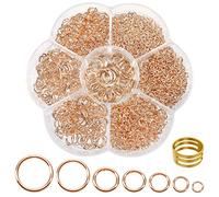 TOAOB 2300 pezzi Anelli Aperti di Salto Metallo Oro Rosa Aperto Anellini con Strumento per Bigiotteria Gioielli Fai Da Te Braccialetti Ciondoli Collane Orecchini 3mm 4mm 5mm 6mm 7mm 8mm 10mm