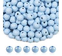 TOAOB 300 Pezzi 8mm Perline in Legno Naturali Blu Chiaro Perline Rotonde per Braccialetti Collane Creazione di Gioielli Artigianato Fai Da Te