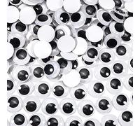 TOAOB 300 Pezzi Occhi Adesivi 25mm Rotondo Plastica Mobili Autoadesivi Wiggle Finti Occhietti per Lavoretti Fai da Te Scrapbooking Artigianato Bambole Pupazzi Accessori Bianco Nero