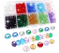 TOAOB 300 Pezzi Perline Cristallo Sfaccettato Colorate Trasparenti Perle in Vetro 6 x 6 mm Beads per Creazione di Gioielli Braccialetti Collane Bigiotteria Fai da Te