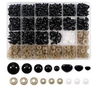 TOAOB 336 Pezzi Occhi di Sicurezza per Amigurumis Neri Occhietti e Nasi in Plastica 6mm a 12mm per Lavoretti Bambole Fai da Te Creazione Pupazzi Artigianato
