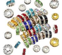 TOAOB 400 Pezzi Perline Distanziatori Strass 6mm 8mm Metallo Piatte Bead con Cristallo di Vetro Colorate per Fai da Te Braccialetti Bigiotteria Gioielli Collana Ciondoli