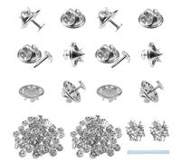 TOAOB 50 Paia Chiusure a Farfalla con Spille Farfalla Frizione in Metallo Ferma Spille Pins e Stick di Colla a Caldo per Cravatta Badge Artigianato Vestiti Fai Da Te Gioielli Argento