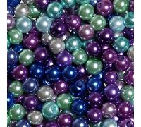 TOAOB 500 Pezzi Perle per Braccialetti 6 mm 10 Colori Perla Vetro per Bigiotteria Decorative Perline per Fai Da Te Artigianato Gioielli Collane Bracciali Series Blu