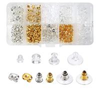 TOAOB 600 Pezzi Ferma Orecchini in Silicone 7 Stili Trasparente Chiusure per Orecchini Set Tappi Orecchini Anallergica Sicurezza Fermagli Trasparente Argento Oro