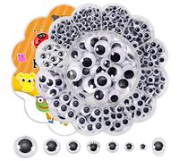 TOAOB 770 Pezzi Occhi Adesivi per Lavoretti Giocattolo Autoadesivi Wiggle Eyes Occhietti per Bambole Pupazzi Scrapbooking Fai da Te 6mm a 20mm