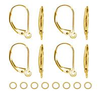 TOAOB 8 Pezzi Ganci per Orecchini A Leva in Argento 925 Orecchino Leverback 9 x 16 mm e 10 Pezzi Anelli Aperti Salto per Creazione di Gioielli Fai Da Te Bigiotteria Tono Oro