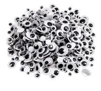 TOAOB 800 Pezzi Occhi Adesivi per Lavoretti da 6 mm a 15 mm Rotondo Plastica Autoadesivo Wiggle Finti Occhietti per Fai da Te Scrapbooking Artigianato Bambole Accessori Nero Bianco