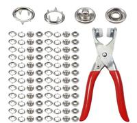TOAOB Set di 100 Bottoni a Pressione in Acciaio Inossidabile Argento 9,5 mm con Clip per Cucito Porta Foglia Vestiti Borsa in Pelle Jeans Forniture Artigianato Fai Da Te