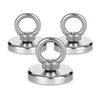 Toaren 3 Pezzi Magneti Neodimio, Diametro 42 mm, Capacità di Carico 50 kg, Magnete ad Anello Potente per Pesca Magnetica e Salvataggio Fluviale