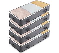 Toaren 4 Pezzi 90L Contenitori Sottoletto Scatole per Letto Contenitore Scatole Sottoletto Confezione Contenitore Sottoletto Pieghevole con Finestra Trasparente per Vestiti Trapunte Coperte