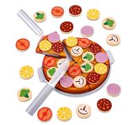 Toaren Pizza Giocattolo per Bambini,Cucina Bambini Legno Pizza Accessori Tagliare Montessori Giocattolo da Educativi con Tagliere,Tagliapizza,Giorno dei Bambini,Compleanno,Ragazzi Ragazze 3+ Anni